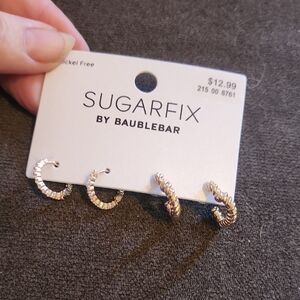 Sugarfix by BaubleBar Gold Textured Hoop Earrings